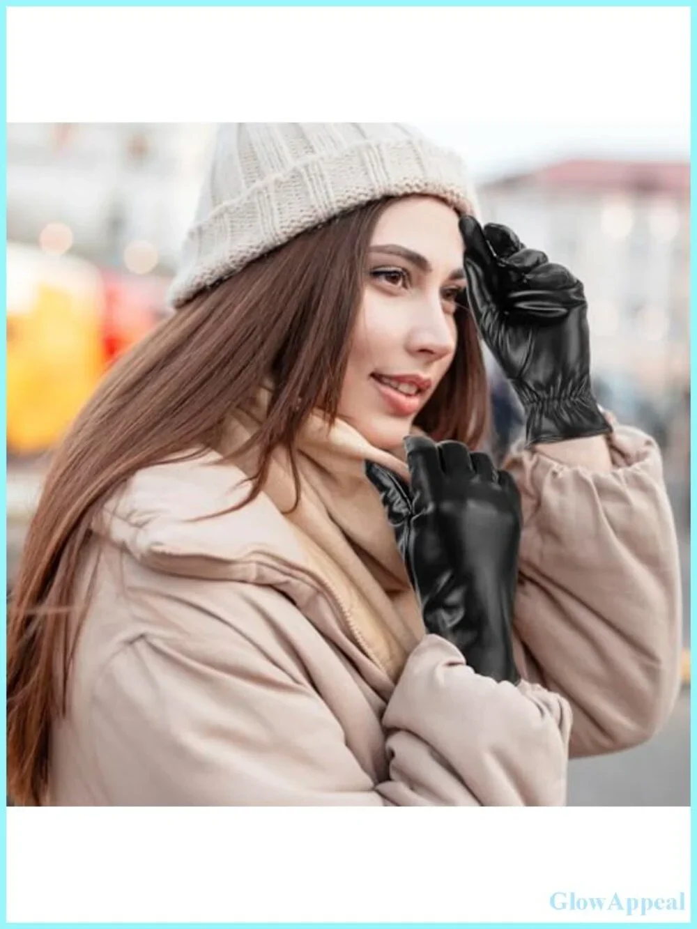 Women's Faux Leather Touchscreen Gloves 2 Pack Warm Wool Lined Winter
